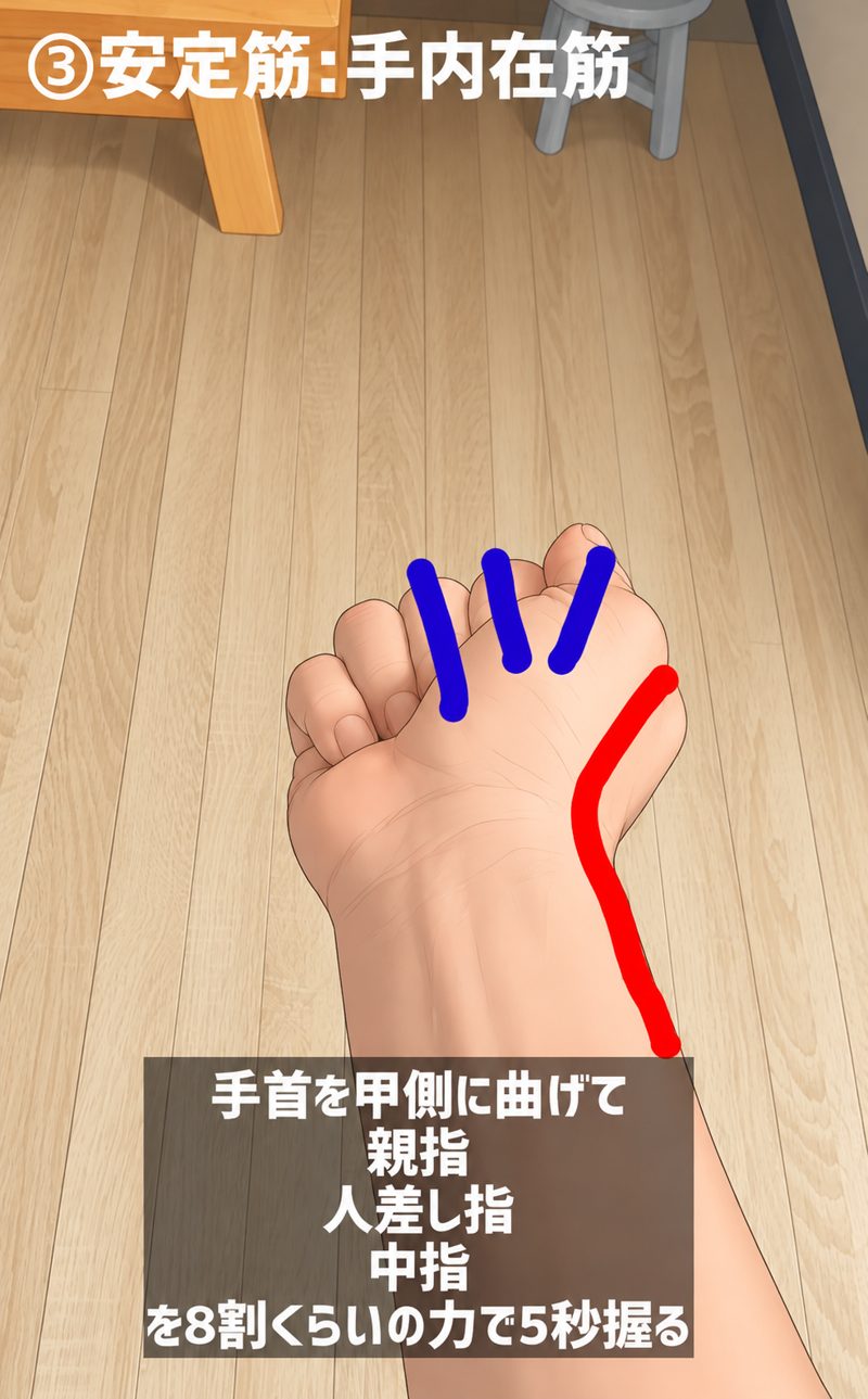 安定筋 親指・人差し指・中指