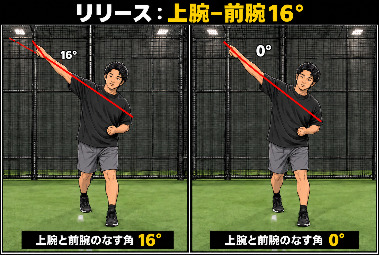 上腕と前腕16度